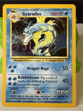 Pokemon Gyarados Trading Card - Blue & Yellow